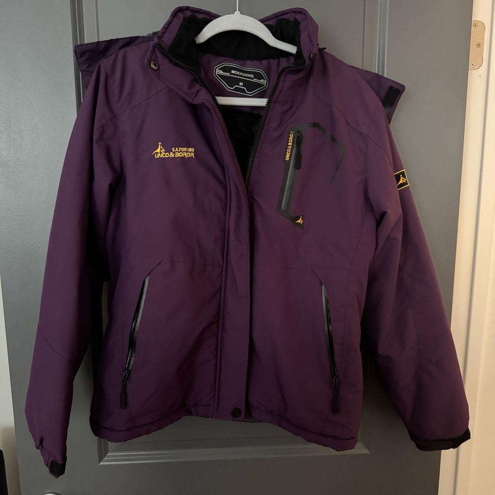Moerding Weatherproof Fleece Lined Deep Purple Jacket with Removable Hood